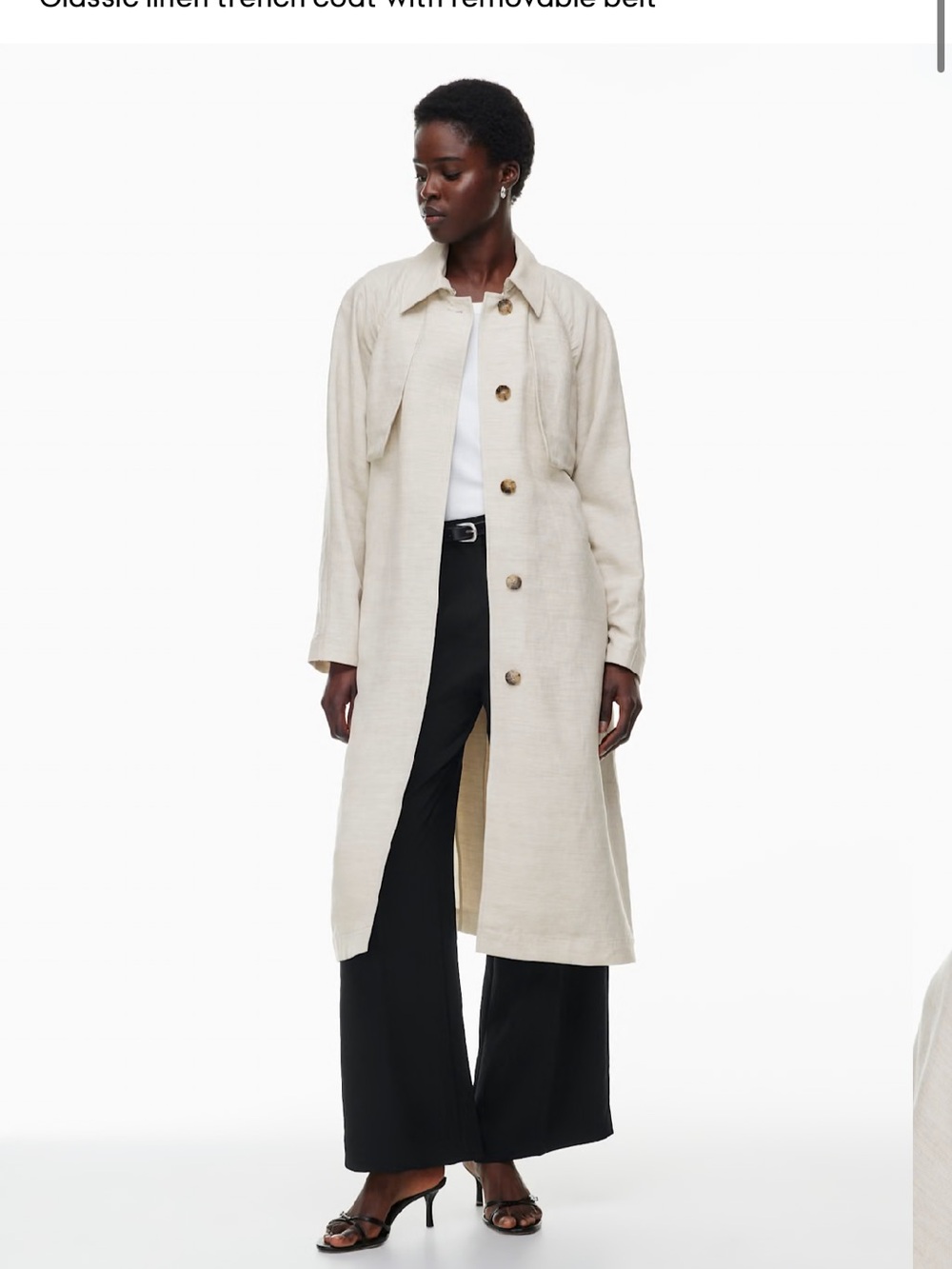 Aritzia Eleventh black linen trench coat